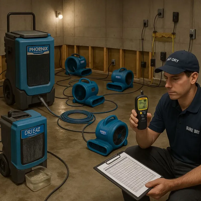 Structural Drying and Dehumidification process in New Fairfield, CT